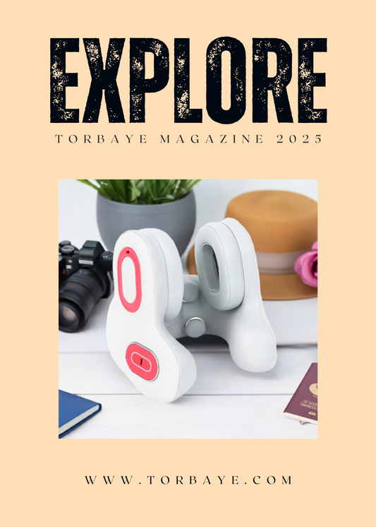 premium smart travel pillow on a table with camara passport sun hat