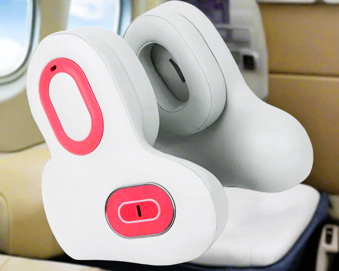Premium Smart Travel Pillow with Shiatsu Massage Red-Light Hot Compress Bluetooth with Noise Reduction
