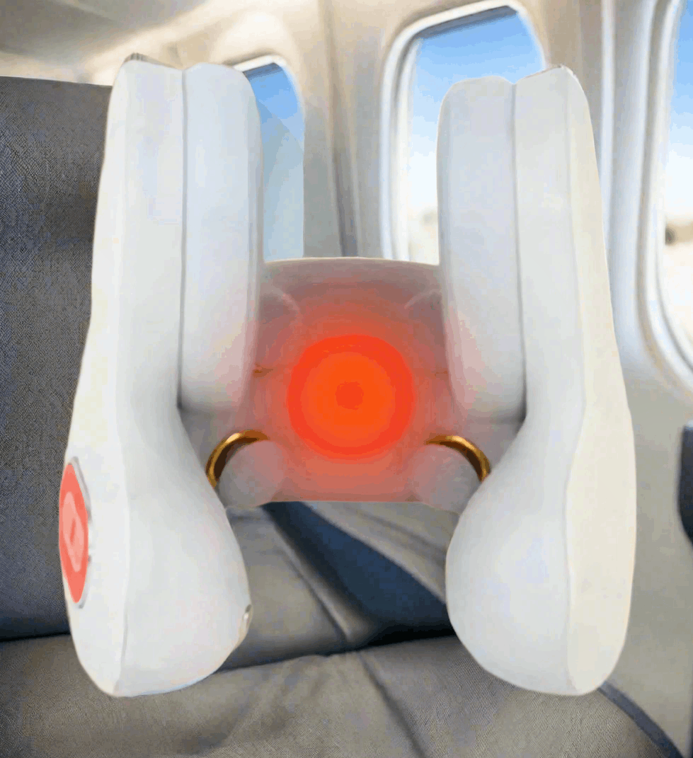 Premium Smart Travel Pillow with Shiatsu Massage Red-Light Hot Compress Bluetooth with Noise Reduction
