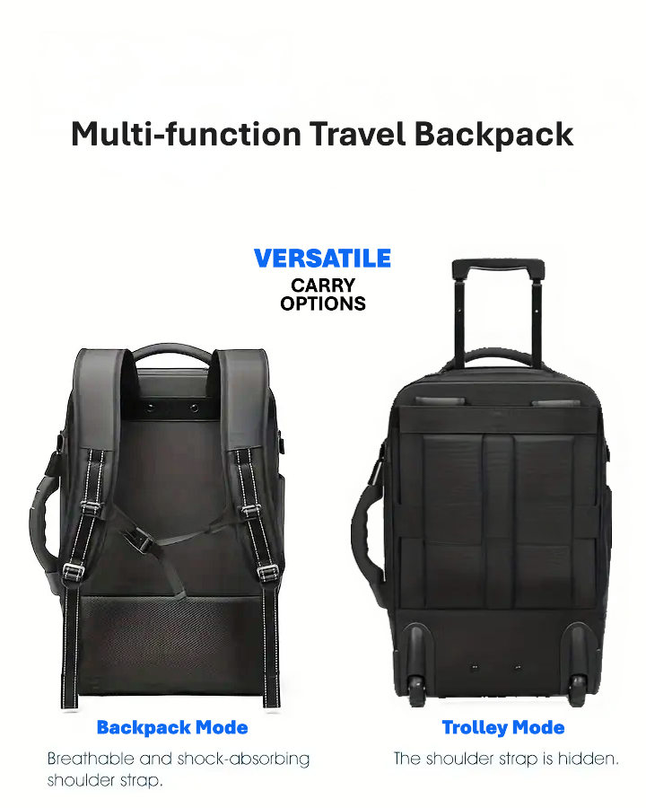 Backpack Trolley for Business: Anti-Theft, Digital Scale, Compression Pump
