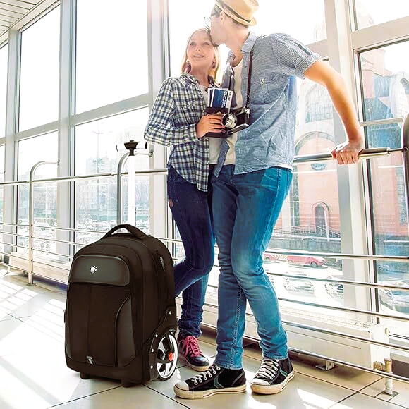 20" Sporty Trolley Backpack Waterproof with Big Wheels