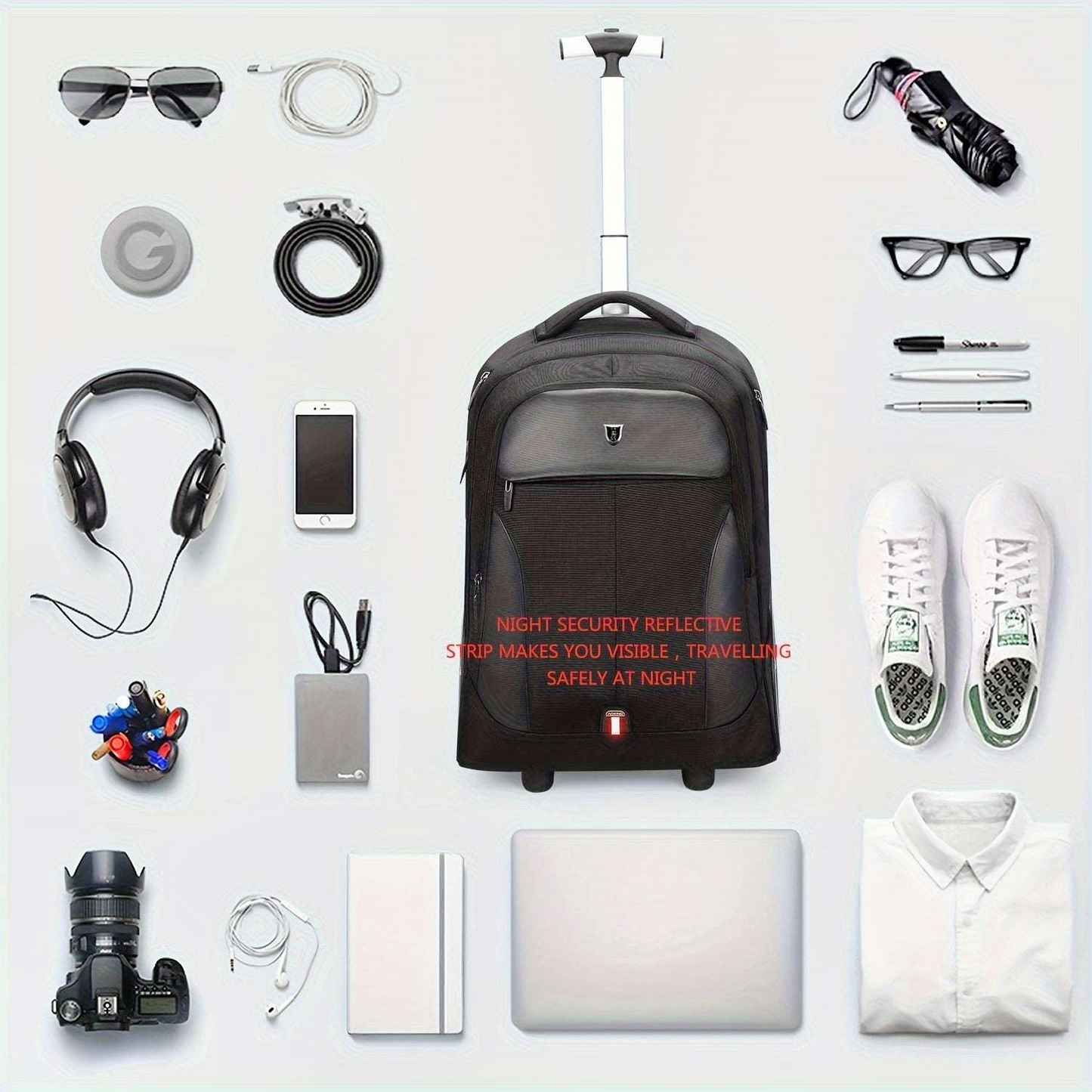 20" Sporty Trolley Backpack Waterproof with Big Wheels